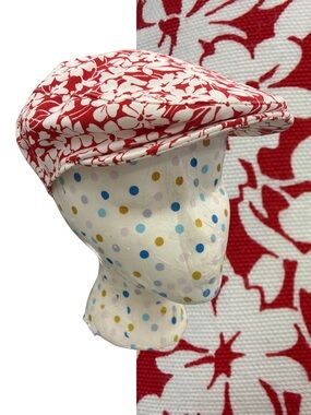 NWT BURBERRY Red & White Paperboy hat MEDIUM